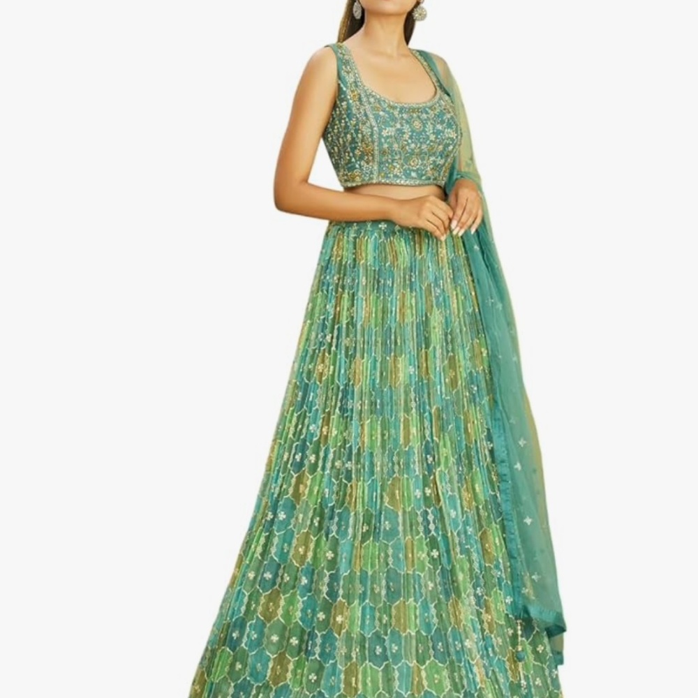 NEVER WORN A Line Wedding Bridesmaid Guest Lehenga with Matching Choli & Dupatta